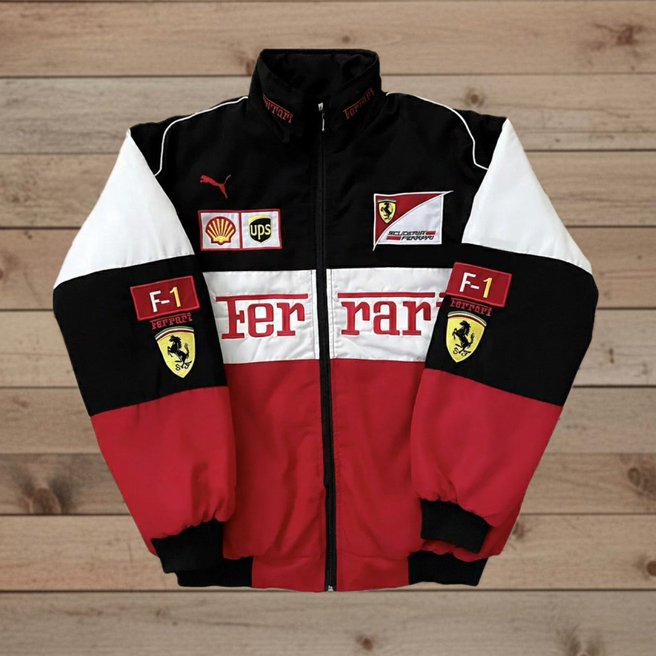 Chaqueta Ferrari F1 Roja y Negra – Racing Clásica